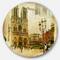 Designart - Notre Dame Cathedral Vintage Card' Disc Contemporary Circle Metal Wall Art